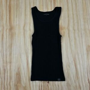 Ekkovision Men's Sleeveless Ribbed Knit Core Beater Tank Top Black Large